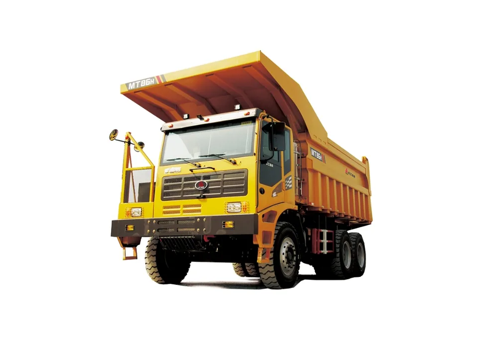 Representative wide-body mining truck on a neutral product background