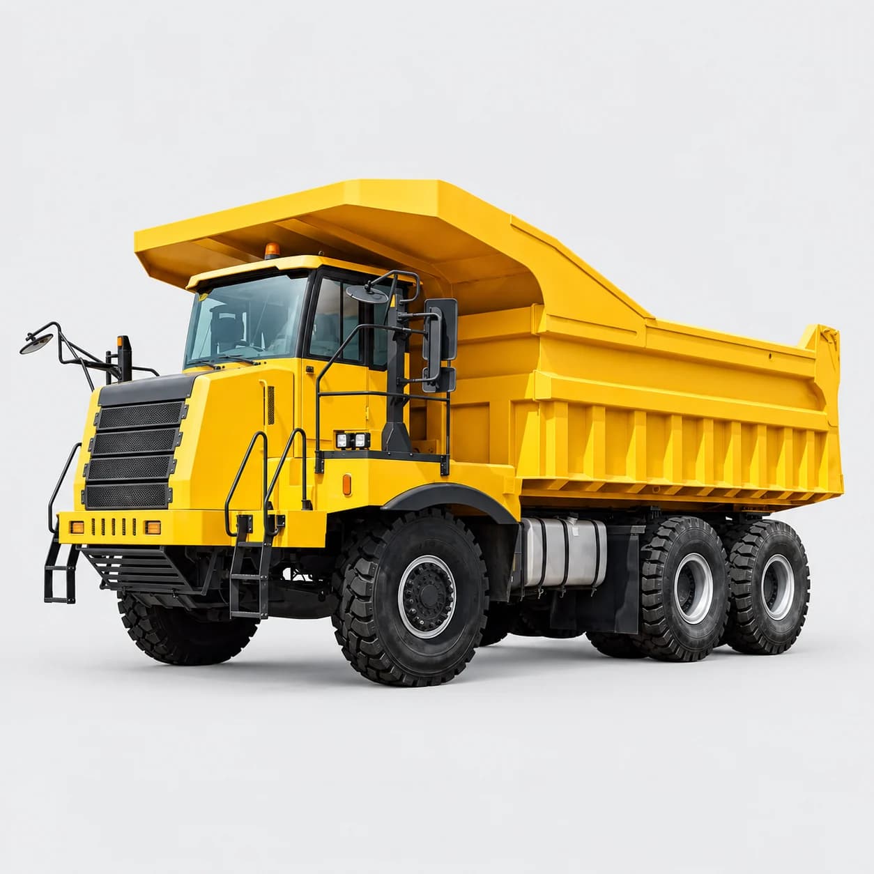 70T wide-body mining truck in front three-quarter view